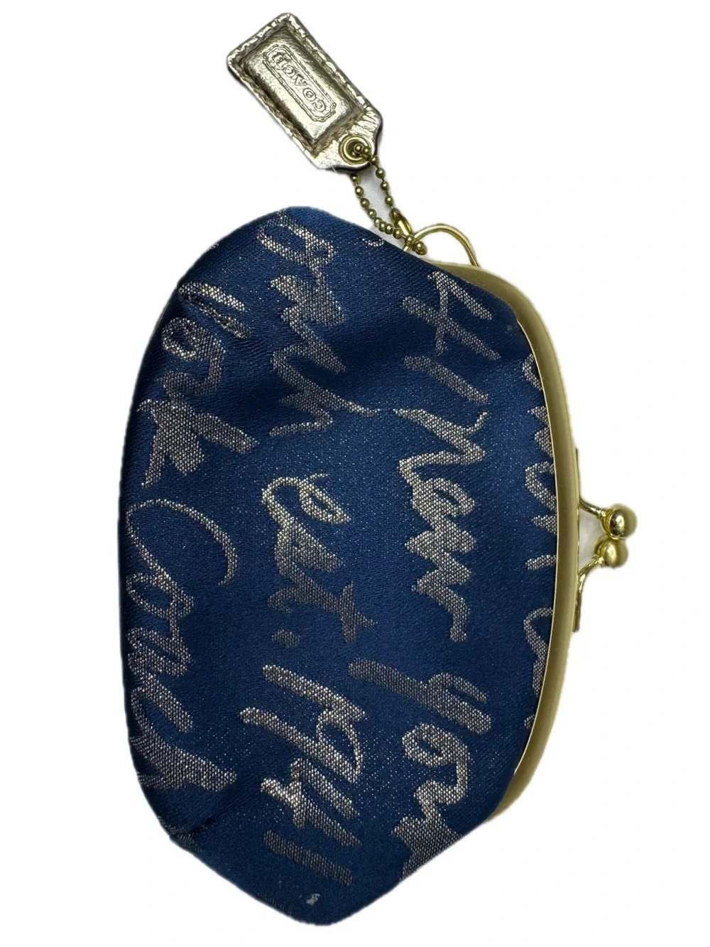 Coach Y2K Poppy Signature Script Kisslock Navy Frame Coin Bag Purse F61036 EUC